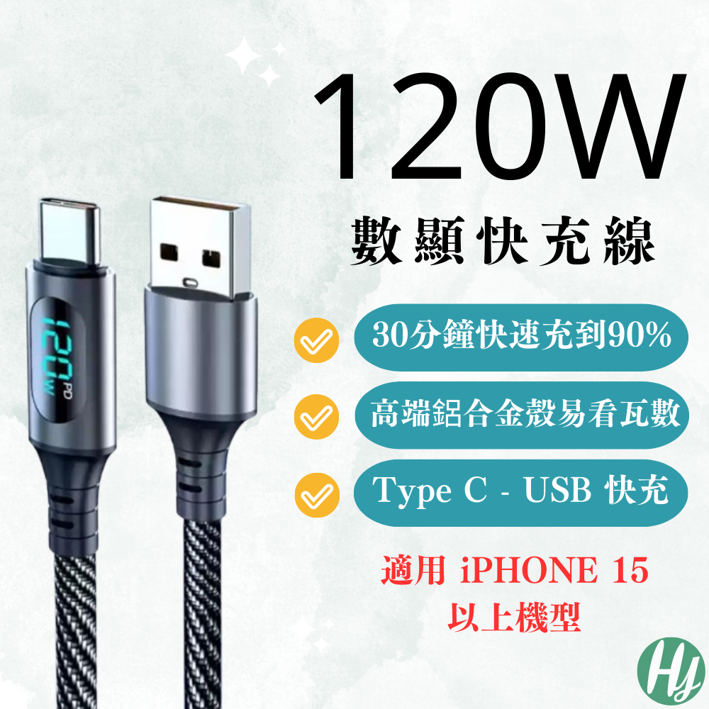 數顯充電線 蘋果快充線 27W 100W 120W type C / Lightning 專用